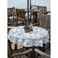 thumbnail image 2 of Outdoor Tablecloth with Umbrella Hole for Patio/Picnic/Party/Camping, Tropical Plants Waterproof Table Cloth Round Cover Washable, Summer Coastal Blue Plaid Palm Trees (Dia 54"), 2 of 8