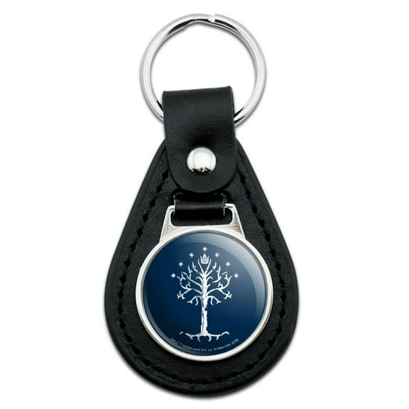Black Leather  Lord of the Rings Tree of Gondor Keychain