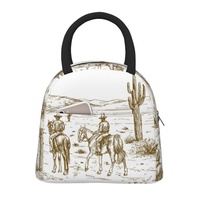 Disketp Western Desert Cowboys Bolsa Térmica para Almuerzo, Lonchera con Abertura Amplia y Gran Capacidad, Organizador Reutilizable para Mujeres, Hombres y Adultos