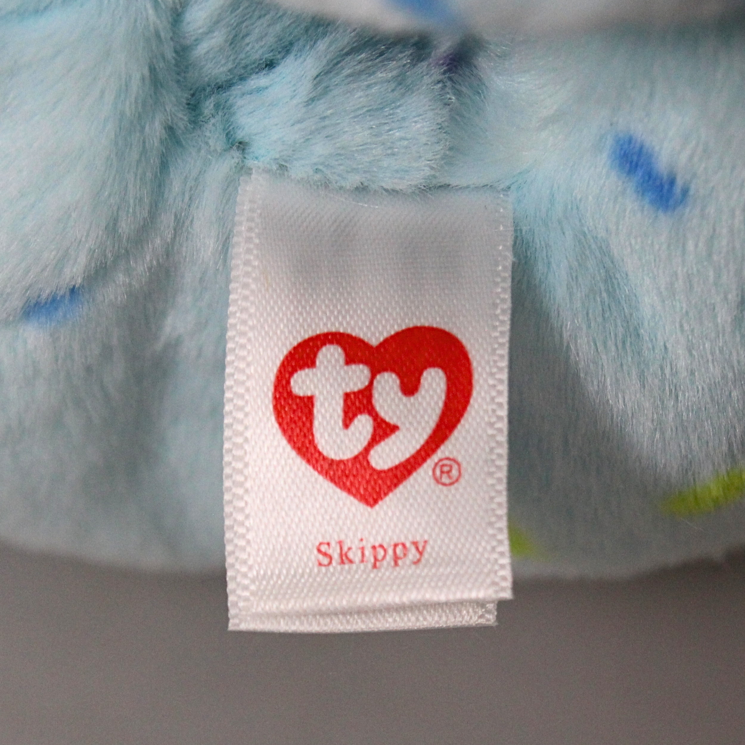 TY Beanie Bellies Skippy The Blue Easter Bunny with Glitter Pink Eyes, Cuddly Plush Animals with Soft Belly, Easter, 20 cm, T41515