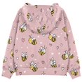 thumbnail image 2 of Kids' Hooded Pullover Sweatshirt Casual Tops Long Sleeve Print Hoodies Pocket Small Heart and Bee Patterns, 2 of 9