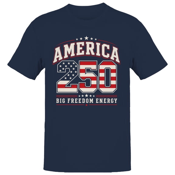 Smartprints America 250 Big Freedom Energy Men's T-Shirt Navy, Cotton, S