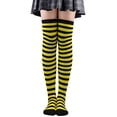 thumbnail image 4 of Seyurigaoka Women Juniors Stockings and Gloves Set Striped Knitted Over Knee High Socks + Fingerless Arm Sleeve Gloves for Teen Girls, 4 of 5