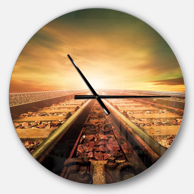 DesignArt Junction of Railways Track Large Wall Clock