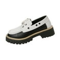 thumbnail image 1 of Chaussures de Course pour Femmes, Chaussures Décontractées Unies à Empiècements, à Lacets devant, Bout Rond, Plates, Semelle Épaisse, Toutes Saisons, Mocassins pour Femmes, 1 of 9