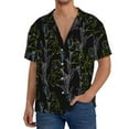 thumbnail image 3 of Vsdgher Lilies Flowers Print Men's Wrinkle Free Untucked Cuban Shirt Business Casual Button Down Shirts Short Sleeve Shirt, 3 of 7