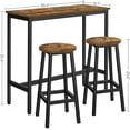 thumbnail image 3 of VASAGLE Dining Table Set Bar Table and Chairs Set Kitchen Bar Height Table with Stools Set of 2 Rustic Brown and Black, 3 of 9