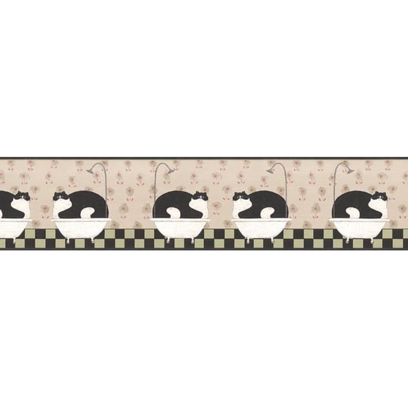 Fat Cats In Buth Room Wallpaper Border AP75656