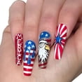 thumbnail image 1 of 4 de julio Ataúd Prensa en uñas Uñas postizas largas Acrílico Cubierta completa Uñas postizas para mujeres Decoración de uñas para el Día de la Independencia, 1 of 6