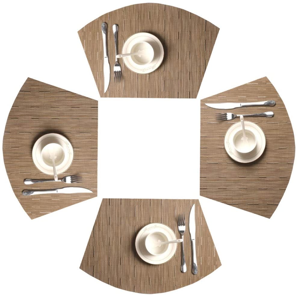 Homify Round Table Placemats Set Of 4 Wedge Heat Resistant Mats Wipe Clean Bamboo Tan Com Homify Round Table Placemats Set Of 4, How To Make Wedge Placemats For Round Table