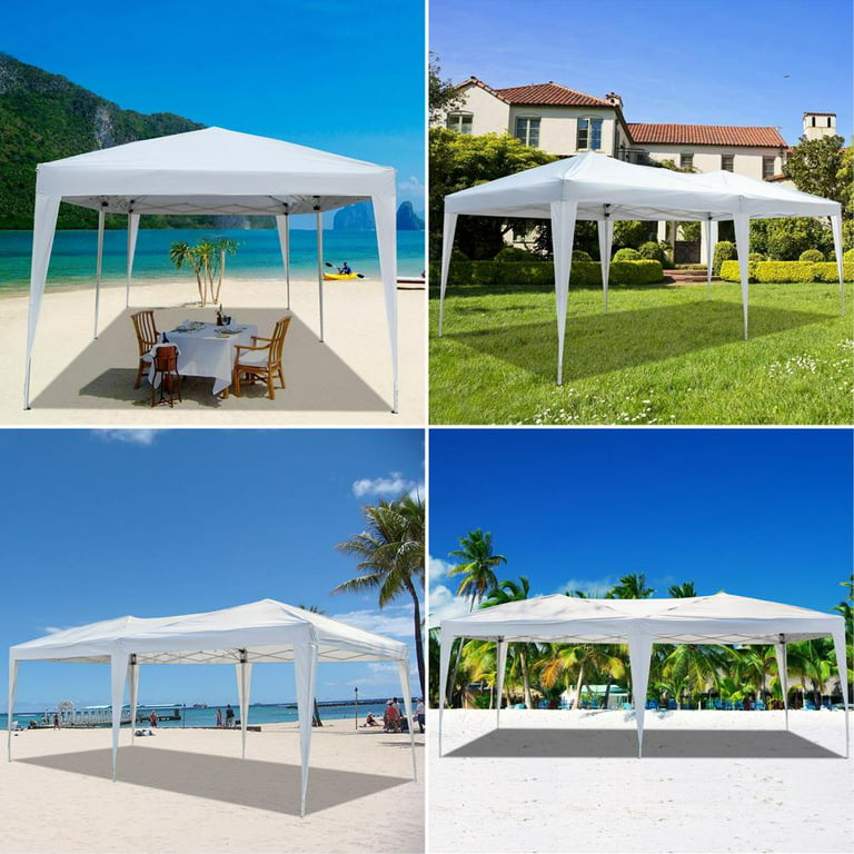  OKVAC 10x10 FT Pop Up Canopy Tent, Portable Commercial Instant  Shelter, Adjustable Height Outdoor Event Gazebos with 4 Removable Sidewalls  and Carry Bag, for Wedding, Beach, Party, Picnic (White) 