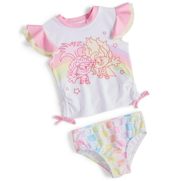 Trolls Toddler Girls Flutter-Sleeve Swimsuit, 2 Piece Set - Assorted