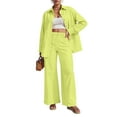 thumbnail image 2 of adviicd 2 Piece Outfits for Women Casual Lounge Sets Long Sleeve Button Down Shirts and Wide Leg Pants Sets Tracksuit (AG, M), 2 of 9