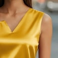 thumbnail image 6 of Women's Satin Camisole, Solid Color Sleeveless V-Neck Tank Top, Elegant Silk Feel Casual Summer Blouse Yellow Xl, 6 of 8