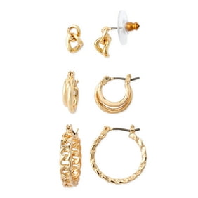 Sofia Jewelry by Sofia Vergara Women's Gold Tone Earrings, 3-Piece Set