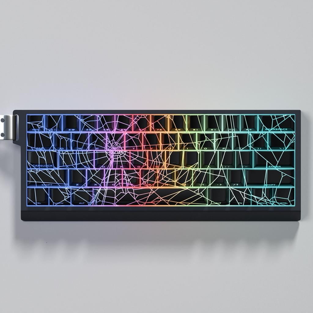 64/74Key Translucents Keycaps Spiders Web Side Print Backlit Shine Through Keycaps for 60 80 61/64/68/75/87 Keyboards
