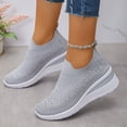 thumbnail image 3 of Rokment Sparkly Rhinestones Slip on Socks Wedges Walking Shoes for Women Glitter Comfortable Orthotic Non Slip Work Nursing Sneakers Light Gray Size 7, 3 of 7