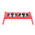 thumbnail image 2 of Comedero Perro Comer Comida de Agua Cuenco Estación de Alimentación Suministro para Mascotas - rojo Yinane Tazón de fuente de acero inoxidable del perro del animal doméstico, 2 of 8