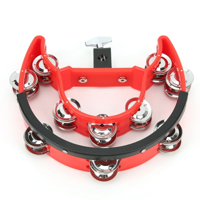 Tambour de Demi-Lune, ABS Double Rangée Jingles en Métal Durable Haute Résistance pour KTV pour Cadeau pour Fête Noir, Rouge