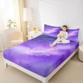 thumbnail image 3 of jejeloiu Purple Galaxy Star Bed Sheets Kids,Magical Night Sky Pattern King Sheets For Girls,4-Piece, 3 of 6
