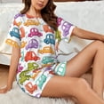 thumbnail image 4 of Balery Doodle Cars Pattern Womens Pajama Sets 2 Piece Soft Short Sleeve Top and Shorts Sleepwear Round Neck Pjs Lounge Set with Pockets-3X-Large, 4 of 7