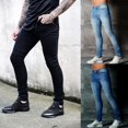 thumbnail image 4 of Trendy Men's Skinny Jeans Biker Destroyed Frayed Slim Fit Denim Ripped Pants, 4 of 5