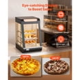thumbnail image 4 of KFFKFF 3-Tier Commercial Food Warmer Display, 800W Countertop Warmer with LED Lighting, Adjustable Shelves, 86℉~185℉ Steam Heating, 60 Qt / 57L Capacity for Burgers, Pizza, Bread, and Fried Chicken, 4 of 9