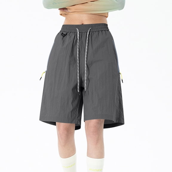 Kvture Plus Size Women Bermuda Cargo Shorts Summer Wide Leg Baggy Quick Dry Shorts Lounge Outdoor Hiking Sport Short Pant Dark Gray XXXL