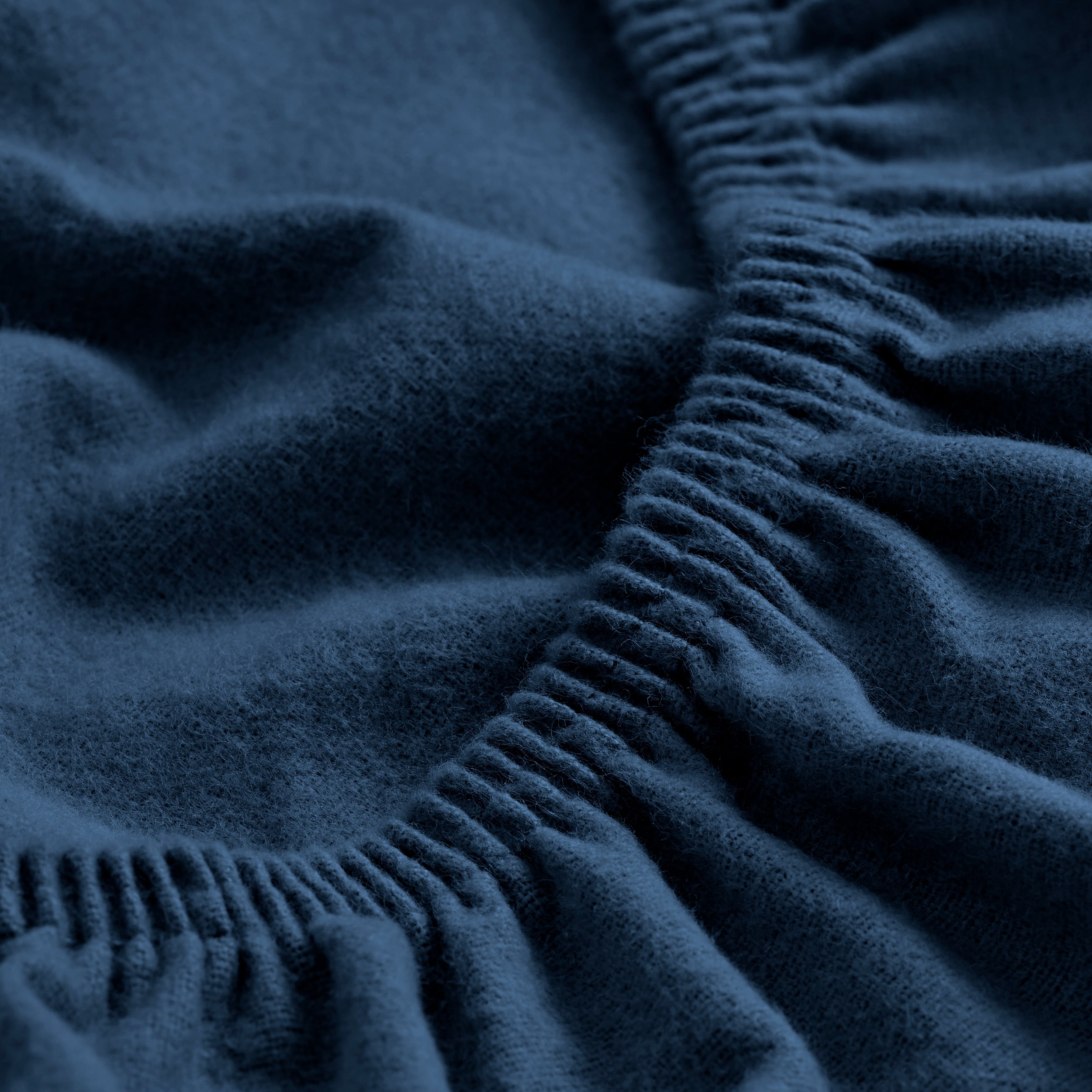 Bare Home 2 Twin XL Flannel Fitted Sheets, 100% Cotton (Split King, Dark Blue)
