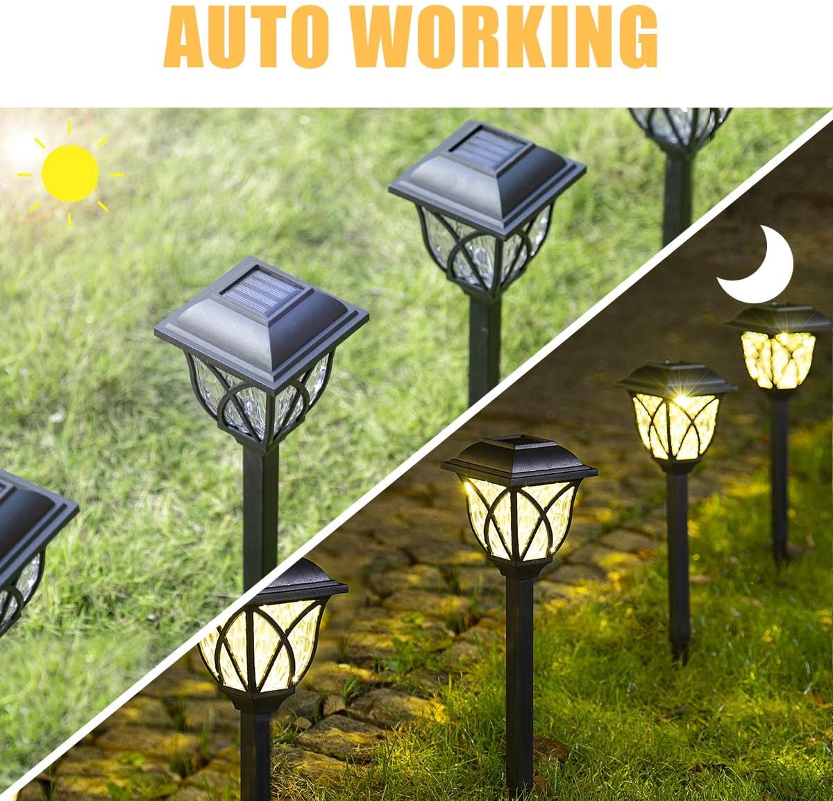 Solpex Solar Pathway Lights Outdoor, 6 Pack LED Solar Landscape Lights, Waterproof Solar Powered Pathway Lights for Yard, Patio, Landscape, Walkway (Warm White)