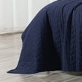 thumbnail image 5 of Chezmoi Collection Madrid Herringbone Geometric Solid Cotton Lightweight Quilt, 3-Piece Quilt Set, Queen, Navy Blue, 5 of 9