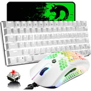 Gaming Keyboard and Mouse,3 in 1 Gaming Set,White LED Backlit Wired Gaming Keyboard Red Switch,RGB Backlit 12000 DPI