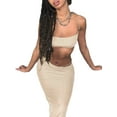 thumbnail image 4 of Franhais Women 2pcs Set,  Solid Color Sleeveless Tube Tops Matching Elastic Long Skirt, 4 of 8