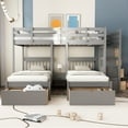 thumbnail image 2 of Newest Full Over Twin & Twin Bunk Bed, Wood Triple Bunk Bed with Drawers , Guardrails, 2 of 9