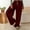 Wine, variant on Womens Fall Fashi0n 2024 Pants Elastic Lace-Up Casual Solid Color High-Waisted Wide-Leg Yoga Pants Work Pants for Women 2024