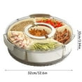 thumbnail image 3 of Divided Rotating Serving Tray with Lid and Handle, Portable Snackle Box for Fruits Snacks Veggie Charcuterie, Clear Lazy Susan Organizer and Fridge Storage Container, 12.6x3.94", 3 of 7