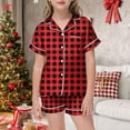 thumbnail image 2 of LUOGENLI Pyjama pour Filles Taille 12 Pyjama de Noël pour Filles Imprimé Haut à Boutons à Manches Courtes Short Ensemble de Pyjama pour la Maison Rouge Taille 6-7 Ans, 2 of 4