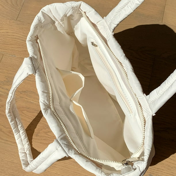 Bolso de mano acolchado con diamantes para mujer, bolso informal suave, bolso de compras de invierno a la moda