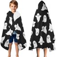 thumbnail image 3 of Black Halloween Ghosts with Boo Hooded Bath Towel，50"x30" for Ages 3 To 12 Kids, Quick Dry Lightweight Soft Microfiber Hood Beach Towel Cover Up for Kids, 3 of 7