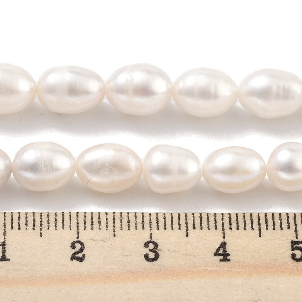 4strands Cultured Freshwater Pearl Beads Strands Rice Grade 3A White 7~8mm Hole: 0.6mm about 21~22pcs/strand 6.89''~7.09''(17.5~18cm)