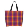 thumbnail image 1 of Balery Orange and Purple Plaid Bolsa Tote Estilo Estético con Cremalleras, Bolsa de Hombro, Bolsa de Compras Grande y Plegable, 1 of 8