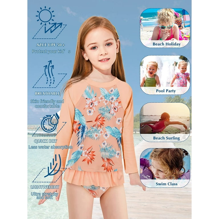 Zando Toddler Girl Rash Guard Sets Swimsuit Long Sleeve Top Zando Toddler Girl Rash Guard Sets Swimsuit Long Sleeve Top