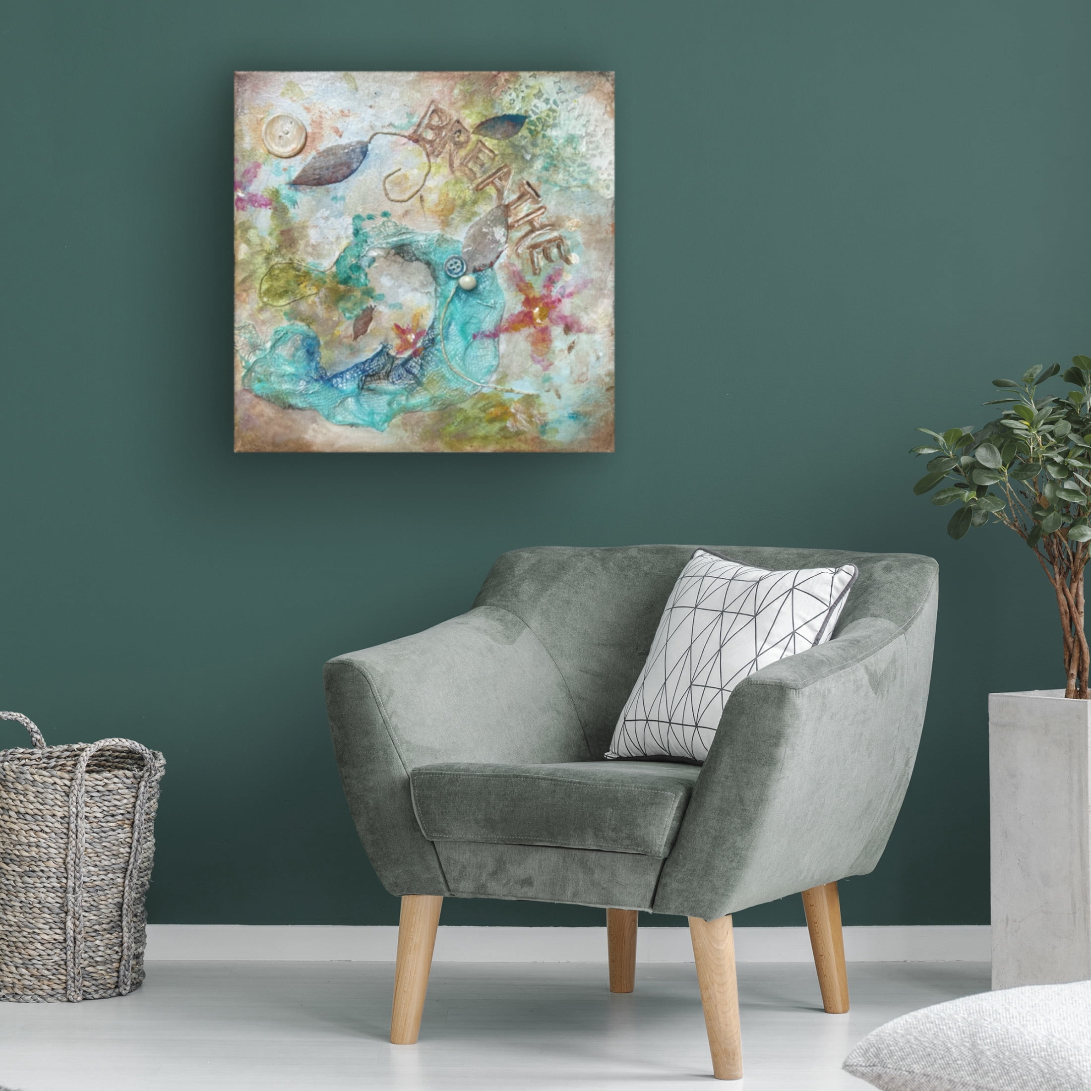Canvas Wall Art - Christine Rotolo 'Mixed Media Breathe' Wall Art for Living Room, Bedroom, or Office Décor by Trademark Fine Art - 24 x 24 Inches