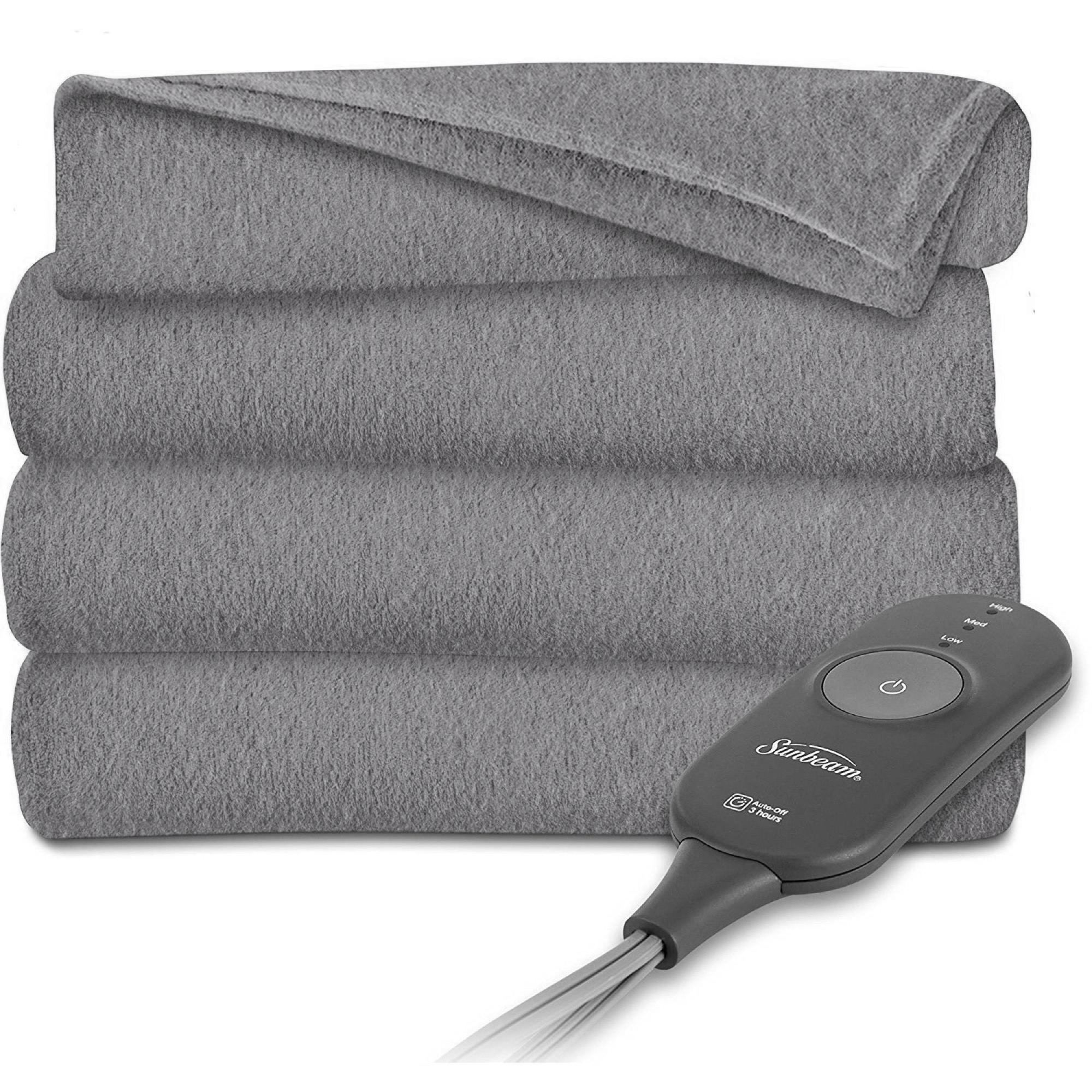 Sunbeam Heated Electric Fleece Throw Blanket with 3 heat settings, 60