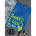 thumbnail image 3 of Sorry I Can't Plans With My Frog Women Royal Blue T-Shirt, Female x-Large, 3 of 4
