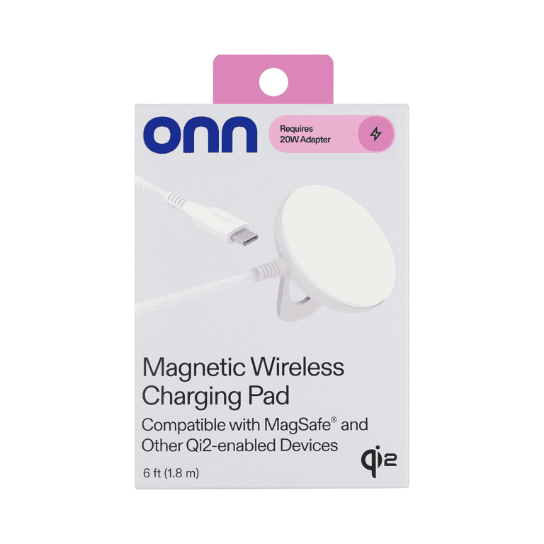 onn 15W Magnetic Wireless Charging Pad, White photo 2