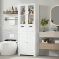 thumbnail image 2 of Homfa 4 Doors Bathroom Cabinet, 3-Tier Wood Tall Linen Storage Cabinet with 2 Drawers for Living Room Office, White, 2 of 8