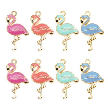 24pcs Enamel Plated 30x16mm Flamingo Charms Alloy Bird Pendant Jewelry DIY Findings Handmade Necklace Earrings Accessory