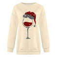 thumbnail image 4 of Fiaer Crewneck Sweatshirts Christmas Women Funny Oversized Long Sleeve Xmas Red Glass Pullover Loose Fit Trendy Tops Beige S, 4 of 4