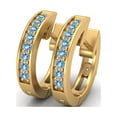 thumbnail image 2 of Mooneye 925 Sterling Silver Gold Vermeil Round Swiss Blue Topaz Huggie Hoops Women Gifts Earrings, 2 of 4